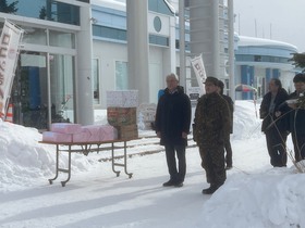 北海道子どもの国壁面雪像制作に関する激励式